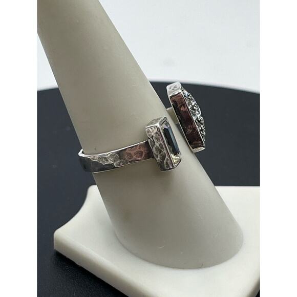 Silpada Signed Swarovski Crystal Sterling Silver 925 Adjustable Cuff Ring Sz  9 - Picture 5 of 16